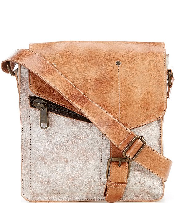 Color:Nectar Lux Tan Rustic - Image 1 - Venice Beach Buckle Weathered Rustic Leather Crossbody Bag