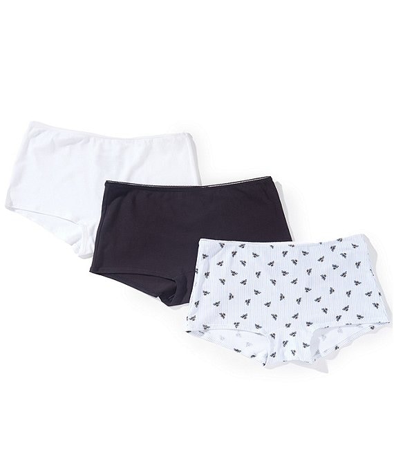 BedHead Knit Lace Trim Honey Bees Print Boyshort Panty 3-Pack