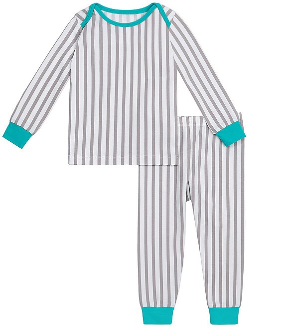 Color:Mid Grey Stripe - Image 1 - Bedhead Pajamas Baby Boys 3-18 Months Family Matching Vertical Stripe Long Sleeve Top & Pant 2-Piece Pajamas Set