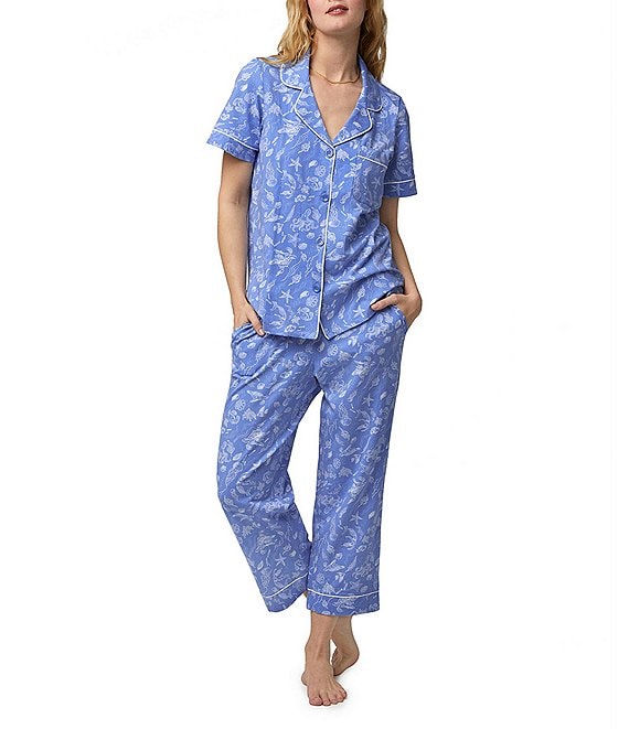 BedHead Pajamas High Tide Short Sleeve Jersey Knit Cropped Pajama Set ...