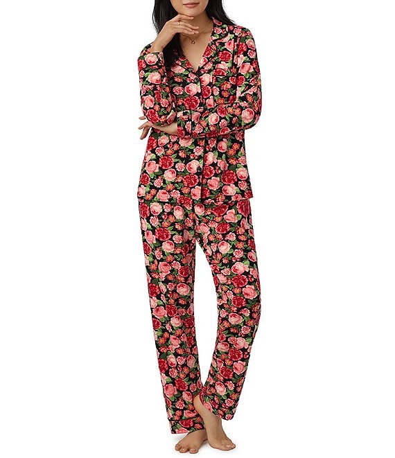 BedHead Pajamas Roses are Red Jersey Knit Long Sleeve Full Length Pajama Set