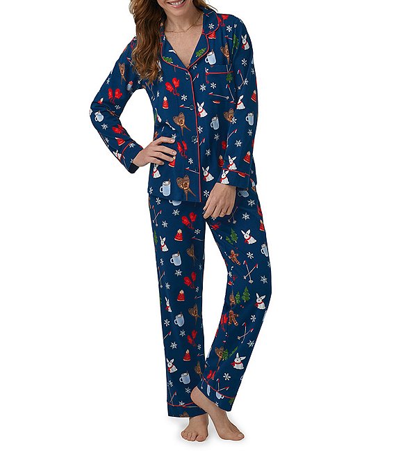 BedHead Pajamas Family Matching Seasonal Delight Jersey Knit Notch Collar  Long Sleeve Holiday Pajama Set