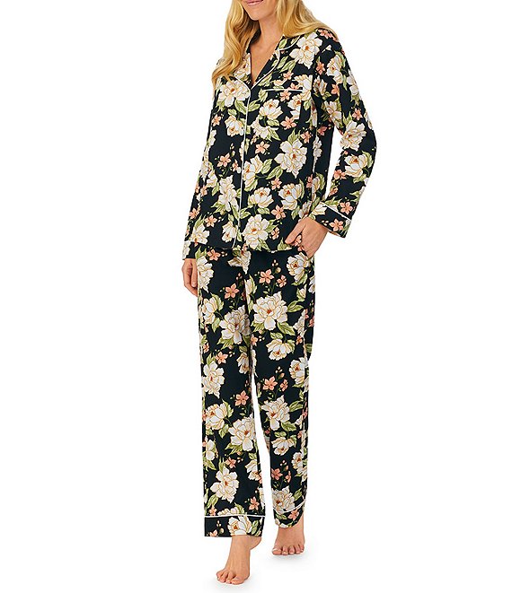 Color:One Fine Day - Image 1 - Woven Floral Print Long Sleeve Notch Collar Pajama Set