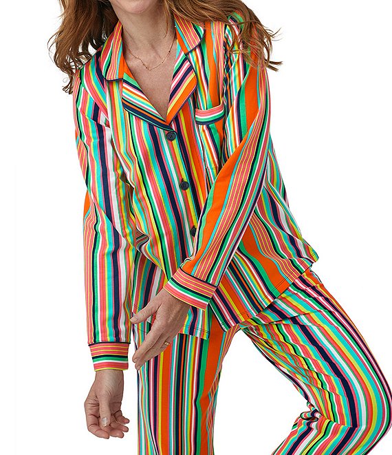 BedHead Pajamas x Trina Turk Stripe Woven Flannel Twill Notch