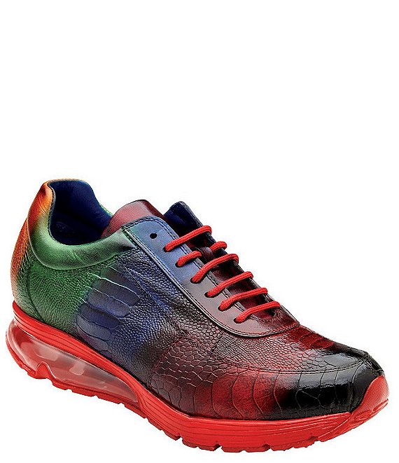 Color:Red Multi - Image 1 - Men's George Hand Painted Ostrich Dress Sneakers