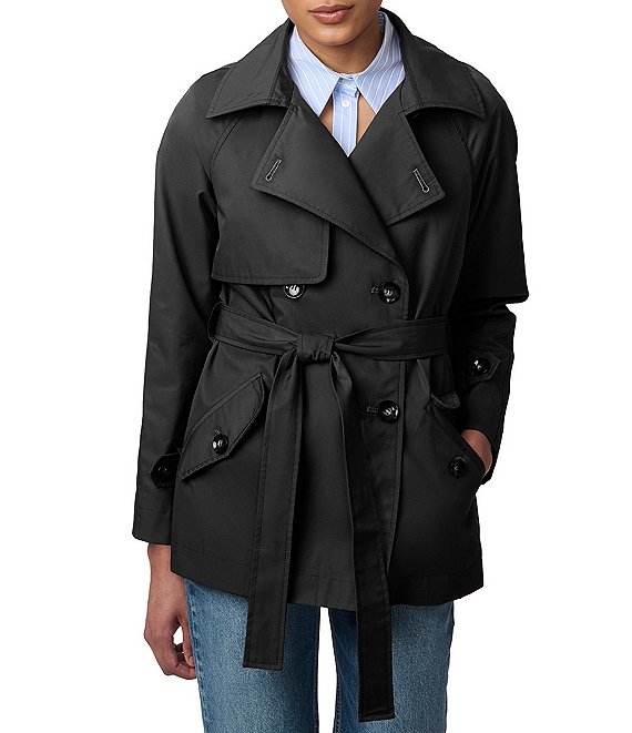 Bernardo Belted Trench Coat Black