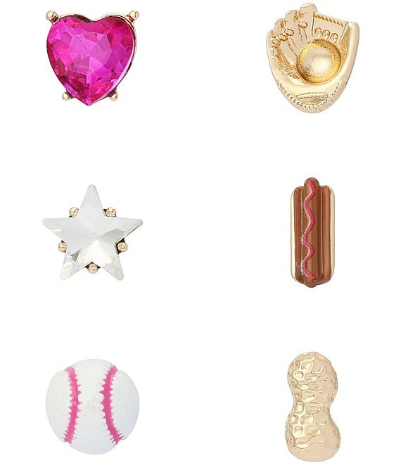 Betsey Johnson Baseball Single Stud Earring Set