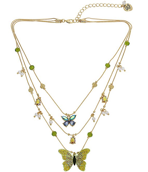 Betsey Johnson Crystal Butterfly Rhinestone Layered Necklace | Dillard's