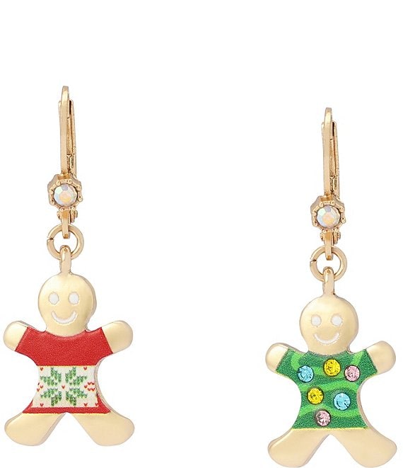 Betsey Johnson Christmas Gingerbread Drop Earrings