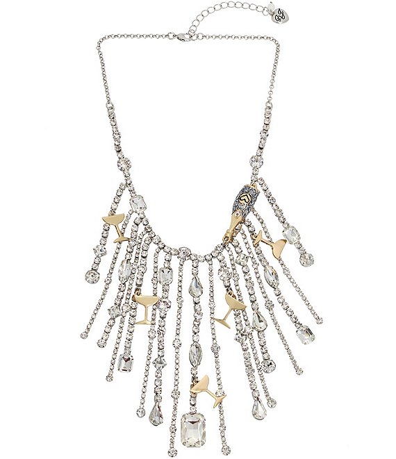 Betsey Johnson Crystal Going All Out Fringe Bib Statement Necklace Dillard S