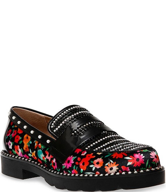 Betsey Johnson Darian Floral Rhinestone Penny Loafers | Dillard's