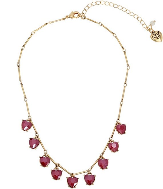 Betsey Johnson Faceted Stone Heart Bib Necklace | Dillard's