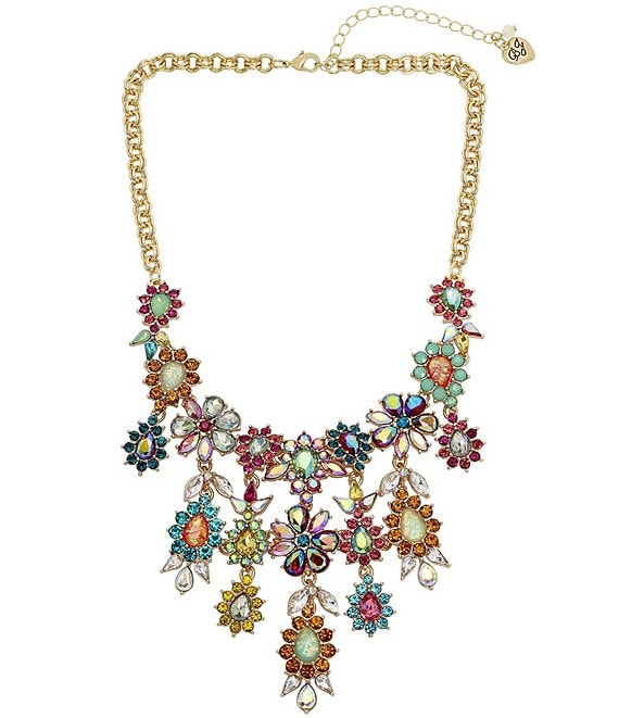 Betsey Johnson Flower Stone Gem Bib Statement Necklace | Dillard's