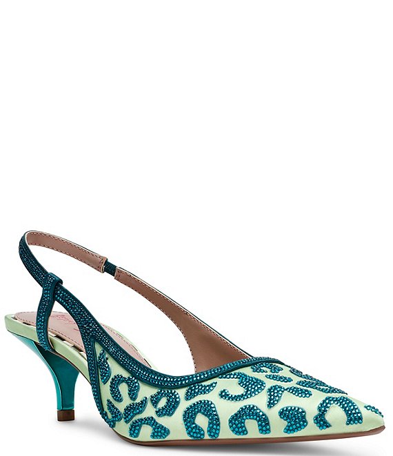 Betsey Johnson Nahla Rhinestone Leopard Print Slingback
