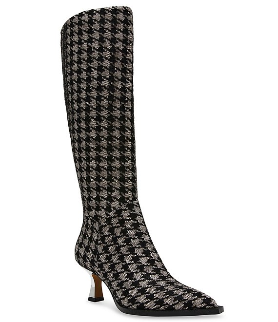 Betsey Johnson Pamella Houndstooth Boucle Tall Boots Dillard s