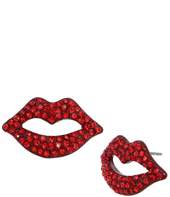 Betsey Johnson Pav Crystal Lips Stud Earrings | Dillard's