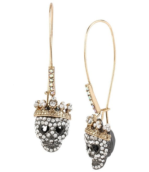 Betsey Johnson Pavé Skull Long Drop Earrings Betsey Johnson Pavé Skull Long Drop Earrings
