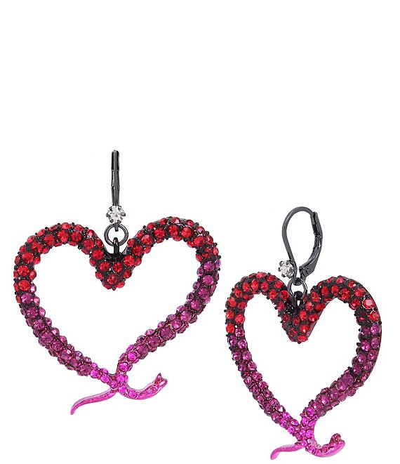 Betsey johnson black hot sale heart earrings