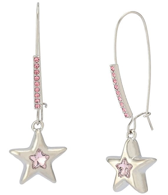 Betsey Johnson Star Dangle Drop Earrings, Pink - Image 1