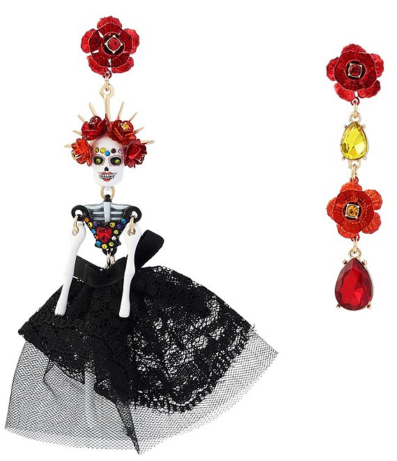 Betsey Johnson Sugar Skull Bride Drop Earrings