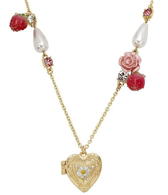Betsey Johnson Sweetheart Locket Short Pendant Necklace Gold