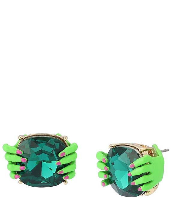 Boucles D'oreilles Betsey Johnson - Modèle Alice Lapin En émail Noir Et Strass - Neuf Avec étiquettes