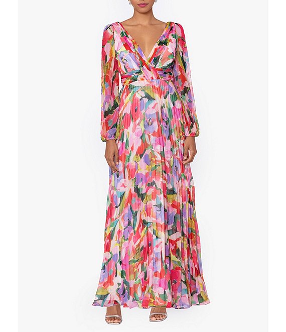 Betsy and adam 2025 pleated floral gown