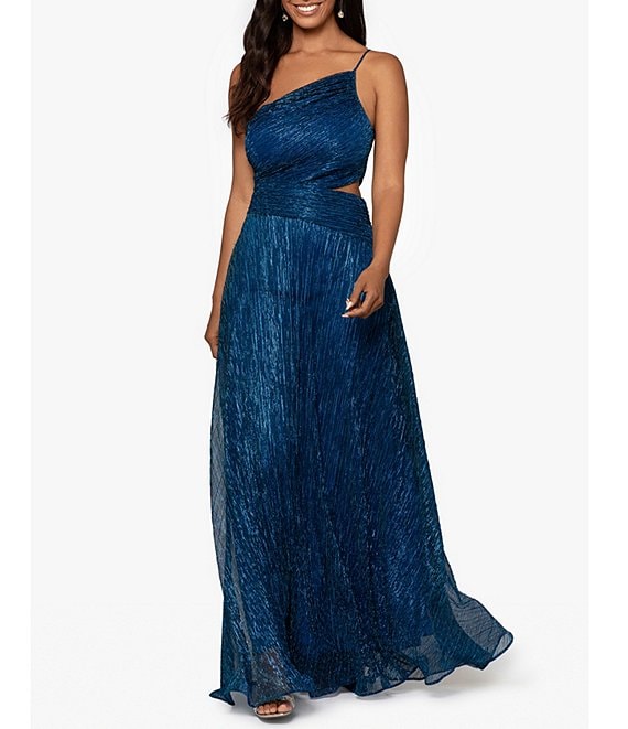 Buy Women's One Shoulder Ruffled Split Mermaid Evening Gown Cocktail Long  Formal Dress, Royal Blue, Small at Amazon.in