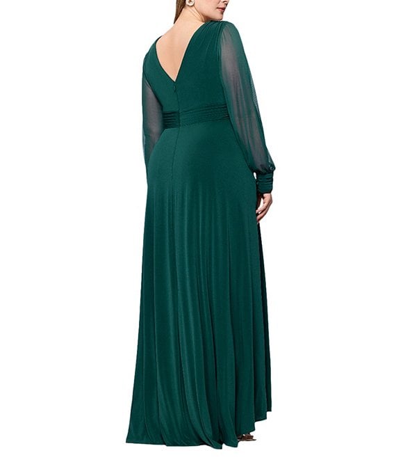 chiffon evening dresses plus size Ever-Pretty Elegant Chiffon V-Neckline Long Sleeve Mother of the Bride Dress