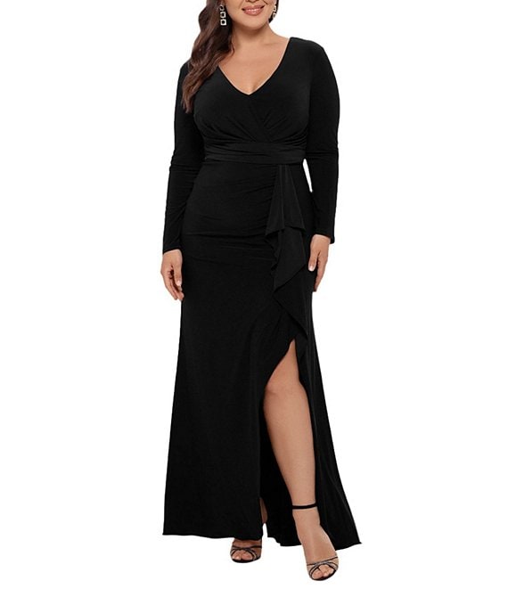 A.O.T.C. Black Ruffle V Neck Long Sleeve A-Line Dress purchases NWT Size 0