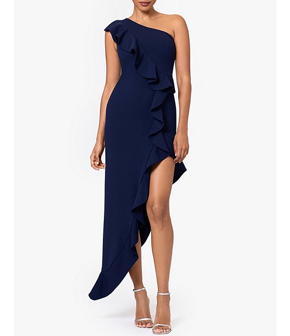 Betsy and adam ruffled one shoulder dress hotsell