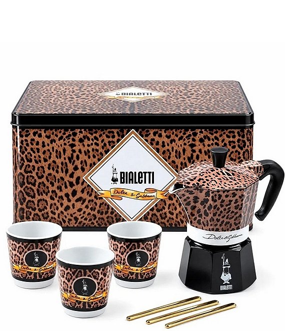 Bialetti x Dolce & Gabbana Leopardo Moka Express Coffee Maker Boxed Set, 3 Cup