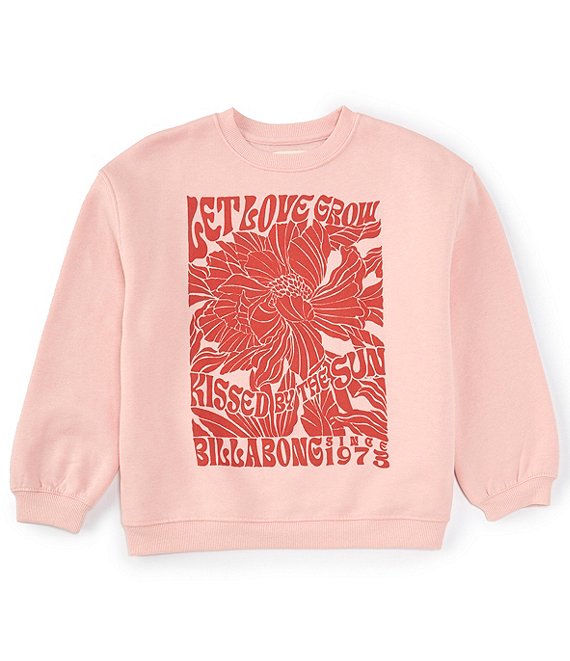 Color:Soft Blush - Image 1 - Big Girls 7-16 Love Is All Long Sleeve Graphic Sweatshirt
