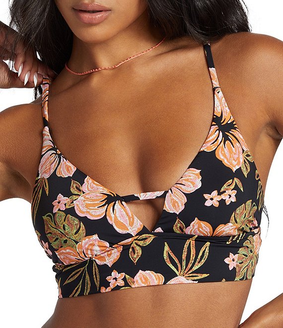 Billabong Hooked On Tropics Floral Print Keyhole V-Neck Cami Swim Top