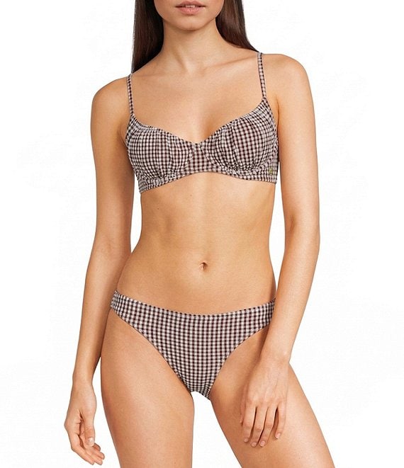 Billabong Mini Wave Check Charlie Underwire Bra Bikini Swim Top & Tropic Hipster Swim Bottom