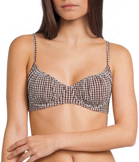 Billabong Mini Wave Check Charlie Underwire Bra Bikini Swim Top