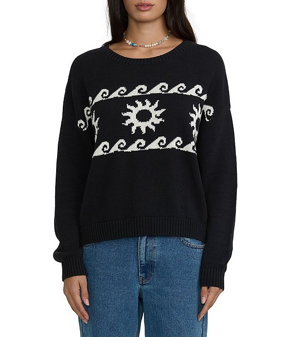 Billabong Palms For Life Oversized Jacquard Sweater-Knit Sweater