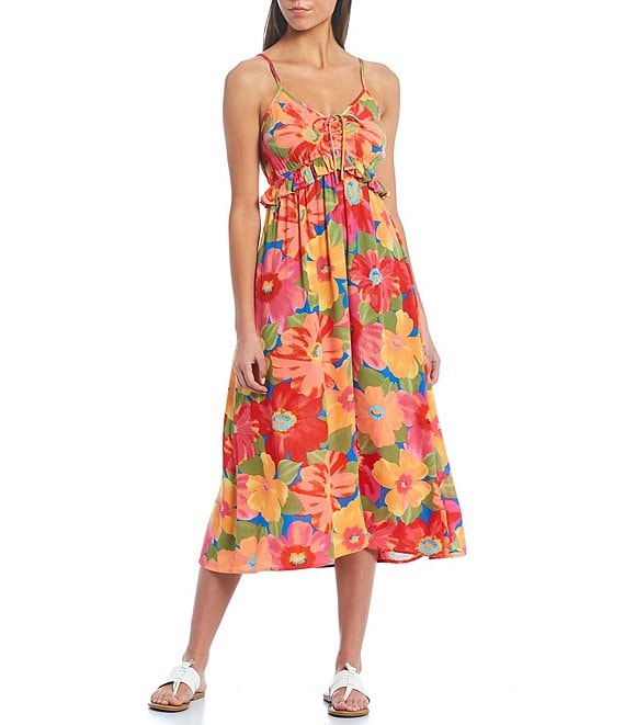 Billabong Rebel Heart Tropical Floral Print Midi Dress | Dillard's