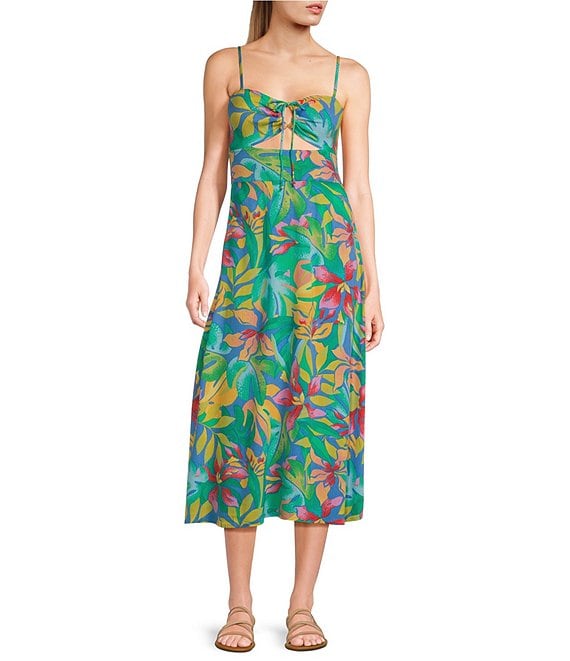 Billabong Red Hot Tropical Floral Printed Midi Dress Dillard s