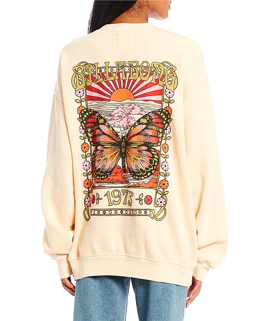 Color:Antique White - Image 1 - Ride In Oversized Graphic Sweatshirt