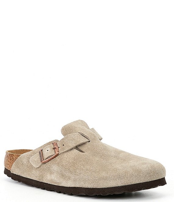 Color:Taupe - Image 1 - Women's Boston Suede Soft Footbed Clogs