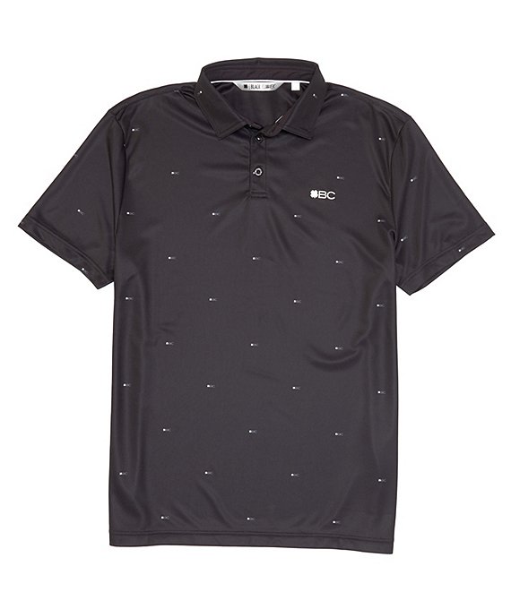 Color:Black - Image 1 - Black Clover Knit Short Sleeve BC Clover Polo Shirt