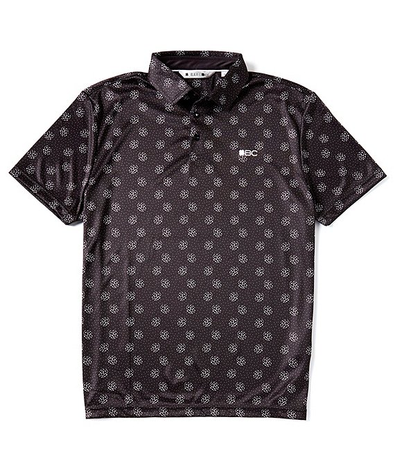 Color:Black - Image 1 - Black Clover Knit Short Sleeve Cloud Polo Shirt