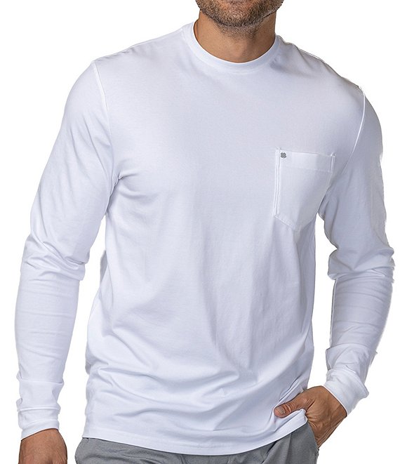Color:White - Image 1 - Long Sleeve BC Luxe Pocket T-Shirt