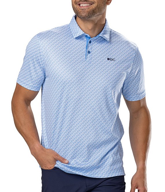 Short-Sleeve Pattern Knit Polo Shirt