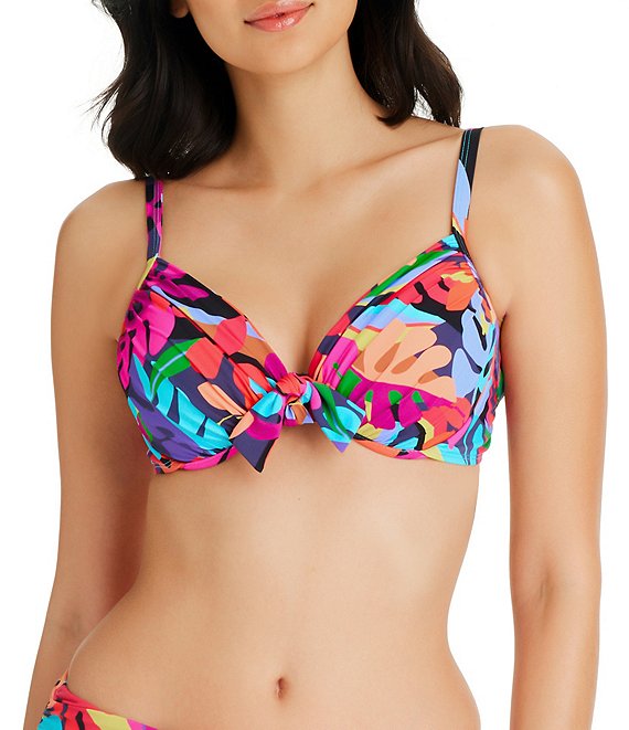 Color:Multi - Image 1 - Bold Rush Floral Underwire D-Cup Bra Sized Bikini Swim Top