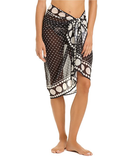 Bleu Rod Beattie Spot On Dotted Chiffon Pareo Swim Cover-Up