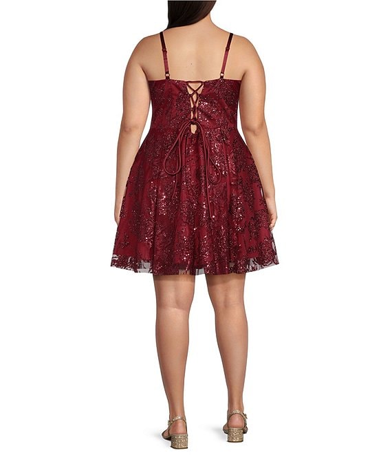 plus size short cocktail dresses Blondie Nites Sleeveless V-Neck Corset Glitter Sequin Pattern Party Dress Size:S (US 8-12) Ruched Asymmetric High Neck length:Mini Homecoming dresses Please check product description
