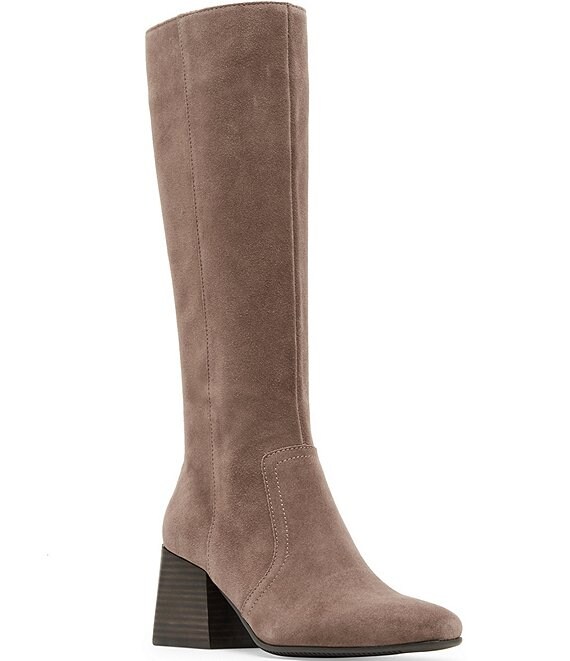 Stivali donna nero morbido con zip tacco basso e plateau crepe altezza ginocchio