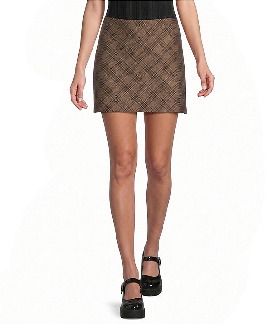 Blu Pepper Plaid Side Slit Mini Skirt